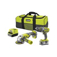 PACK DE MACHINES OUTIL RYOBI Pack 18 V : Perceuse à percussion + meuleuse PACK DE MACHINES OUTIL RYOBI Pack 18 V : Perceuse à percussion + meuleuse