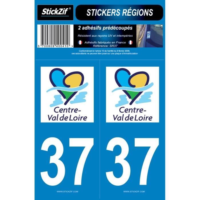STICKZIF 2 Autocollants Région Département 37 SR37