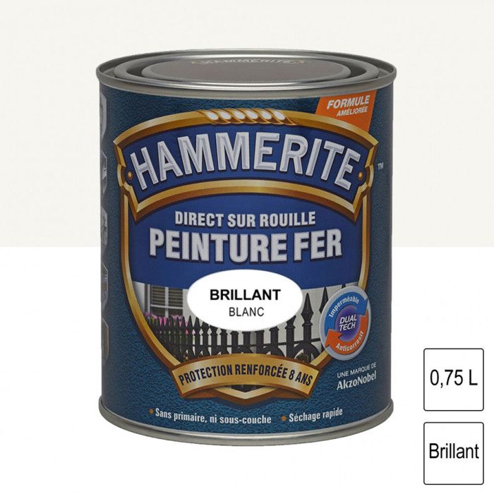 Peinture Brillante Hammerite Boîte 750ml Blanc Achat Vente
