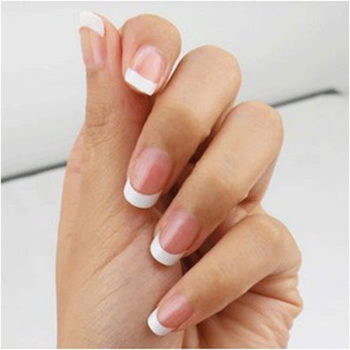 500pcs blanc style français faux ongles en acrylique art manucure