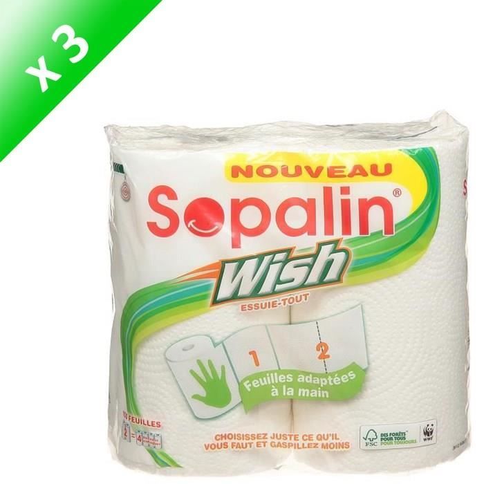 SOPALIN Lot de 3 essuie-tout - 2 rouleaux