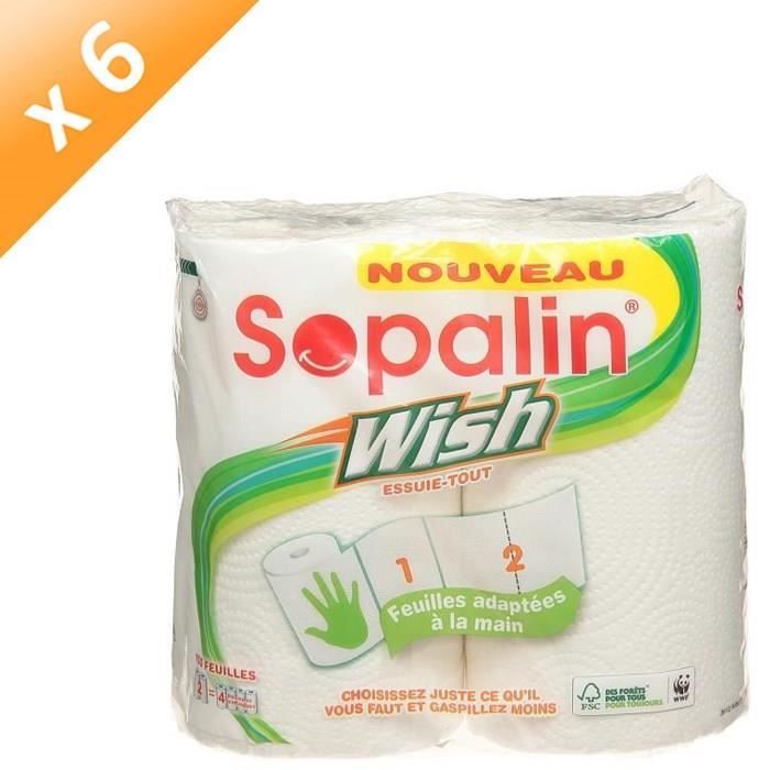 SOPALIN Lot de 6 essuie-tout - 2 rouleaux