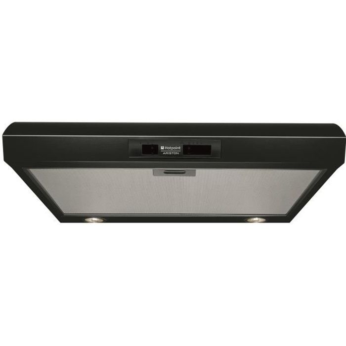 HOTPOINT HSL66FLSK Hotte à visière - 336 m3 air / h max - 74 dB max - 3 vitesses - L 60 cm - Noir
