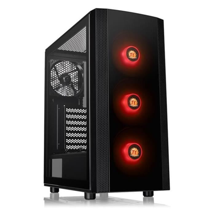 THERMALTAKE Boitier PC Moyen tour ATX - Versa J25 TG RGB - Verre trempé - 3x120mm RGB + 1x120mm - Noir