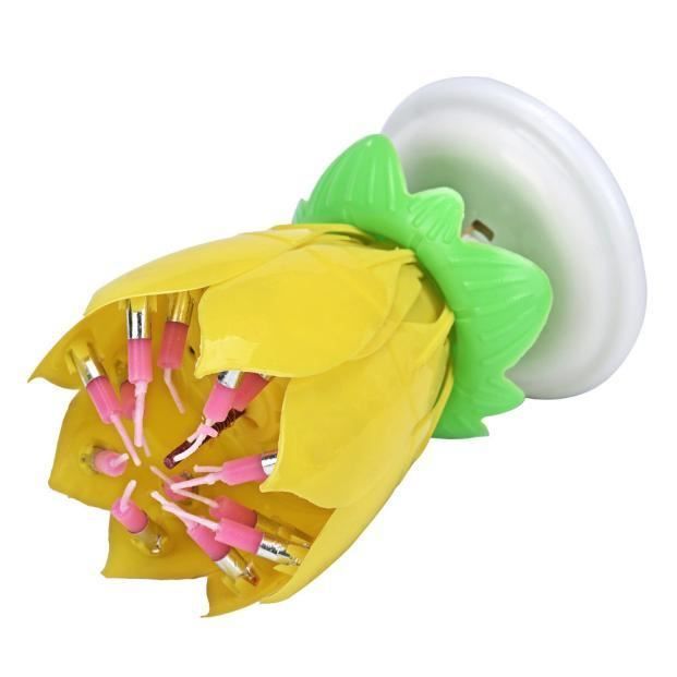 Joyeux Anniversaire Incroyable Lotus Blossom Bougie Musicale Rotating Fleur Jaune Zsy51104063ye1904 Jaune