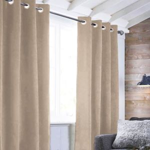 RIDEAU Rideau Velvet à oeillets - 140 x 250 cm - Beige éc