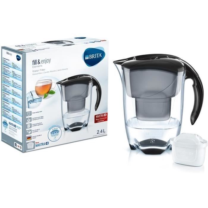 BRITA Carafe filtrant ELEMARIS Noir + 1 cartouche de rechange