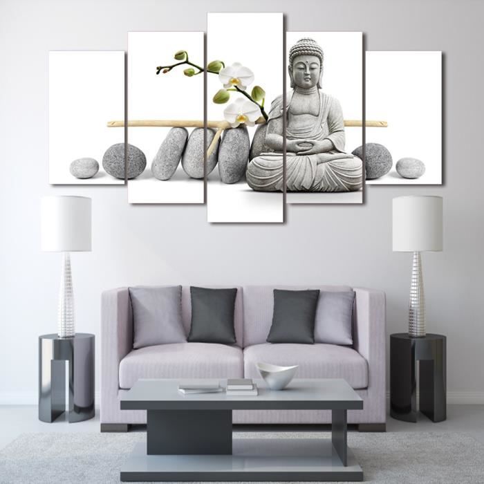 5 Panneaux De Pierre Bouddha Zen Peintures Mur Art Maison Décoration