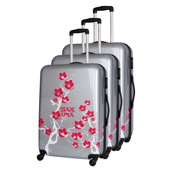 CDB Set de 3 Valises Rigides ABS et Polycarbonate 4 Roues 51-61-71 cm Argenté