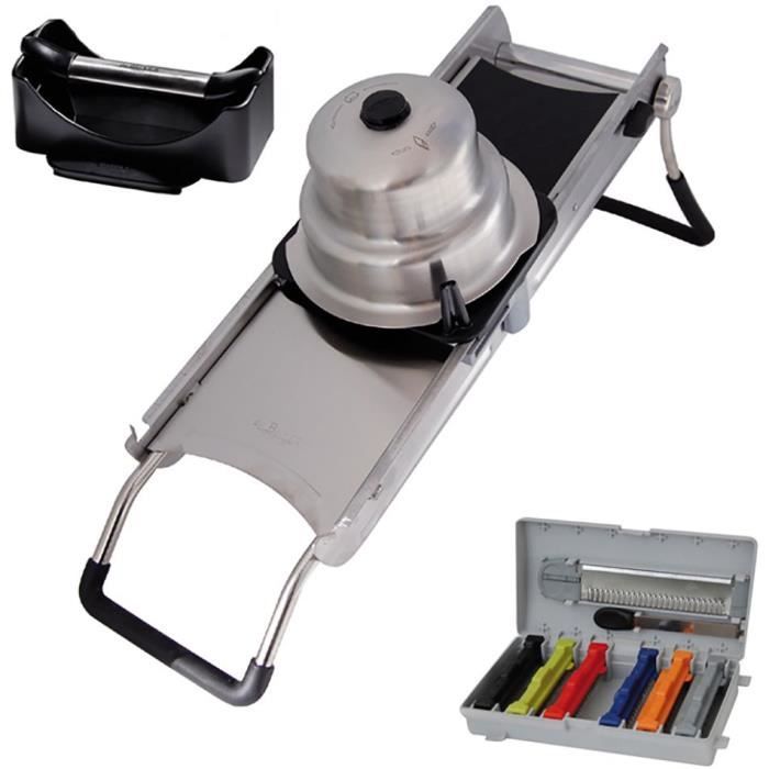 DE BUYER Mandoline professionnelle Révolution Master - Doubles lames - 50 x 18,5 x 18 cm - Inox et noir