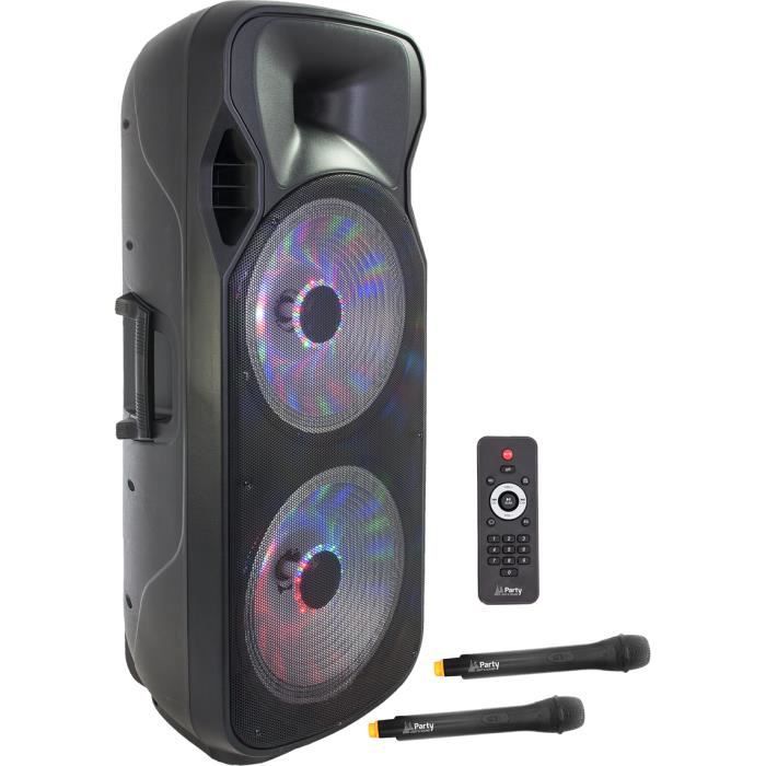 PARTY LIGHT & SOUND PARTY-215LED Enceinte portable 2 x 15''/38cm - 1000W USB/FM/2 Micros VHF/Bluetooth