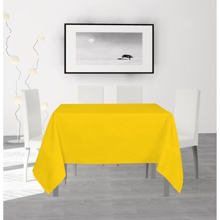 SOLEIL D'OCRE Nappe anti-tâches carrée Alix - 140 x 140 cm - Jaune