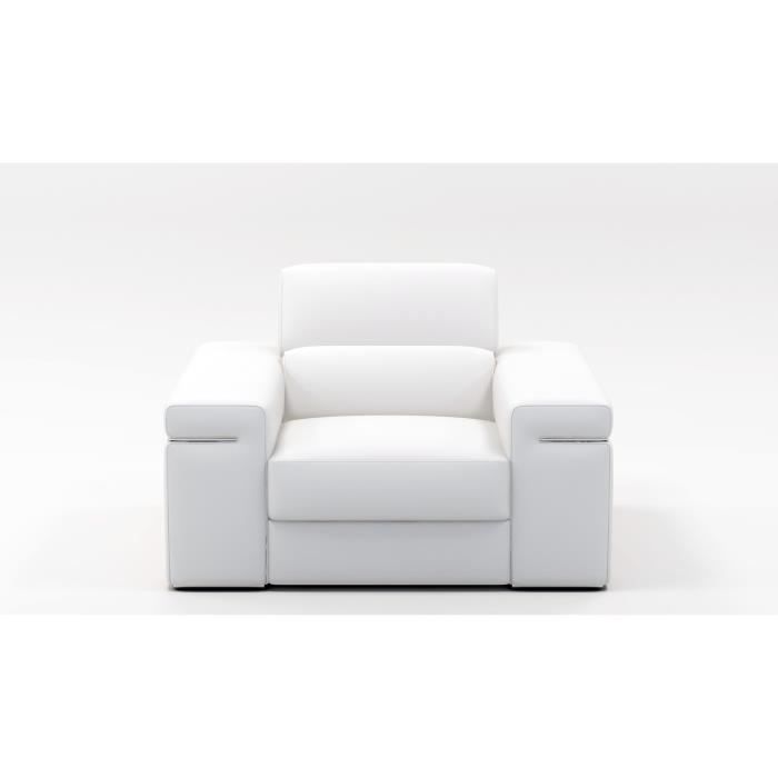 Fauteuil cuir blanc THOMAS - Achat / Vente fauteuil ...