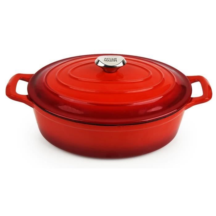 ARTHUR MARTIN Cocotte ovale - Ø 33 cm - Rouge - Tous feux dont induction et four