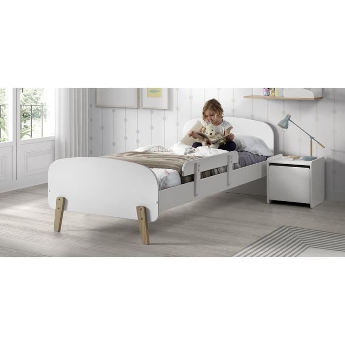 KIDDY Chambre enfant complète style scandinave en bois pin massif et MDF laqué blanc - l 90 x L 200 cm