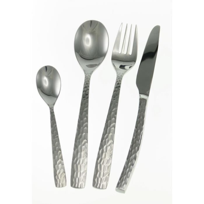 Ménagère 24 pièces FACETTE acier inox martelé