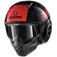 CASQUE MOTO SCOOTER SHARK casque jet Drak Tribute RM Noir rouge CASQUE MOTO SCOOTER SHARK casque jet Drak Tribute RM Noir rouge
