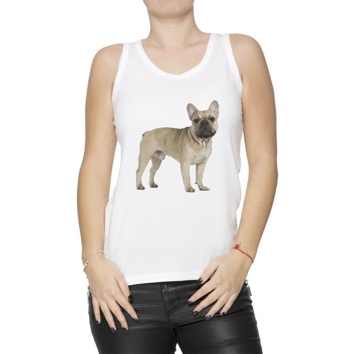 Débardeur Français Bouledogue Chien Race Femme T Shirt Blanc Taille S Womens Tank White Small Size S