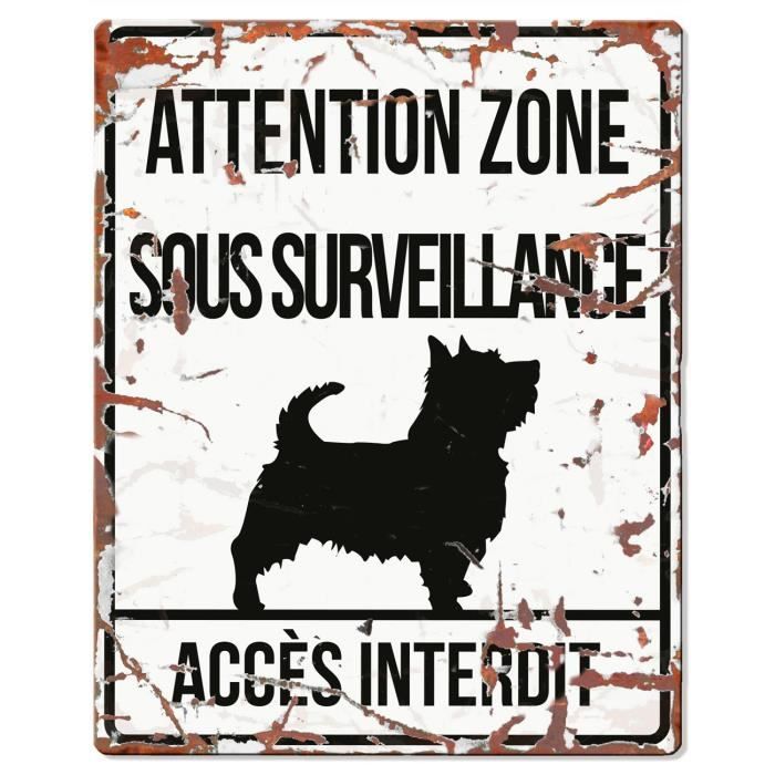 D&D Plaque Attention Chien Terrier - Blanc