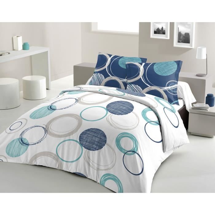 Housse de couette 240x260 turquoise - Achat / Vente pas cher