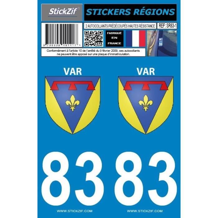 STICKZIF 2 Autocollants Région Département 83 Version 2 SR83-1