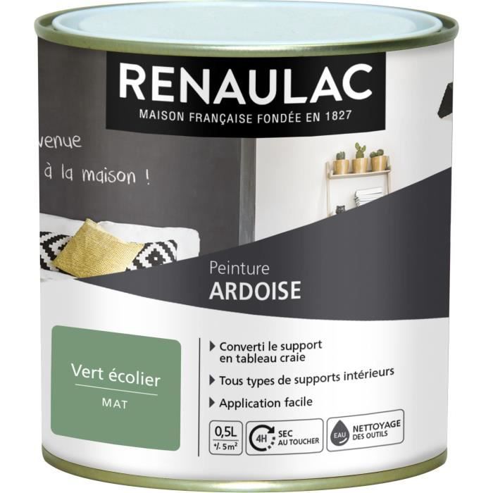 Renaulac Peinture Décorative Effet Ardoise Vert écolier Mat 5m²