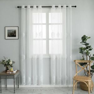 RIDEAU Topfinel rideau voilage à oeillets classique brode