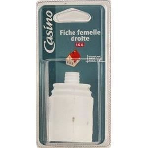 Fiche électrique Femelle 16A+T Droite blanc