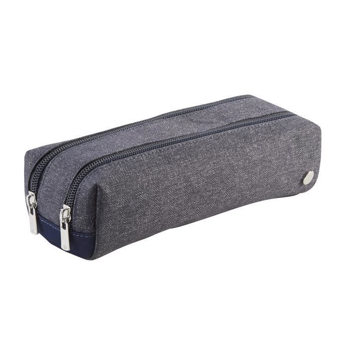 JACADI Trousse - 2 Compartiments - Maternelle / Primaire / Collège - 23 cm - Chiné - Enfant Garçon