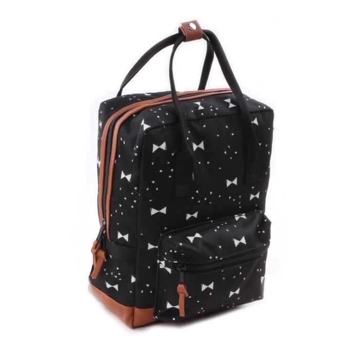 KIDZROOM Sac à dos maternelle - Black & White NŒuds