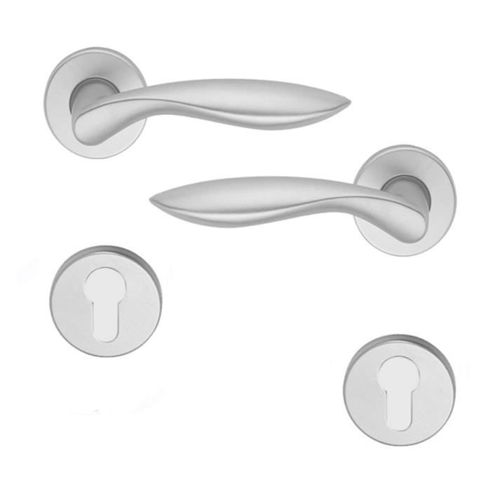 Bricolage - Lot de 2 Jeux de Poignees de Porte Sur Plaque Chromee