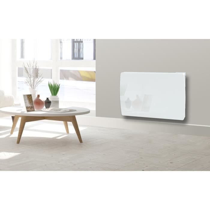 CARRERA Jarpa 1000 watts Radiateur électrique à inertie céramique - Programmable - LCD - Façade en verre blanc