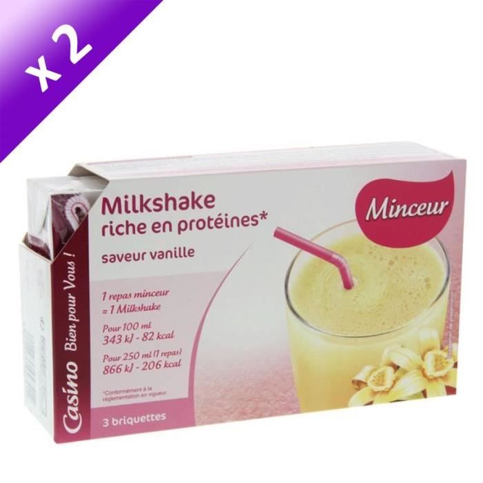 Lot de 3 Milk Shake Saveur Vanille Riche en Protéines - 3x25 cl