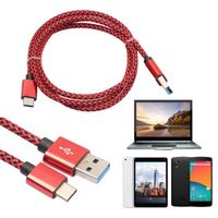 CÂBLE TÉLÉPHONE Câble tressé de type USB C de 3m rouge Câble de ch CÂBLE TÉLÉPHONE Câble tressé de type USB C de 3m rouge Câble de ch