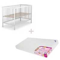 LIT BÉBÉ AT4 Lit à Barreaux bébé Blanc + Matelas 60x120 cm LIT BÉBÉ AT4 Lit à Barreaux bébé Blanc + Matelas 60x120 cm