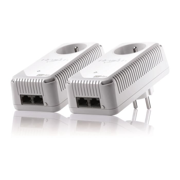 DEVOLO Kit de 2 CPL filaire 500 Mbit/s, 2 ports Fast Ethernet, Prise Filtrée Intégrée, Kit de démarrage Modèle 9420 dLAN 500 Duo+,