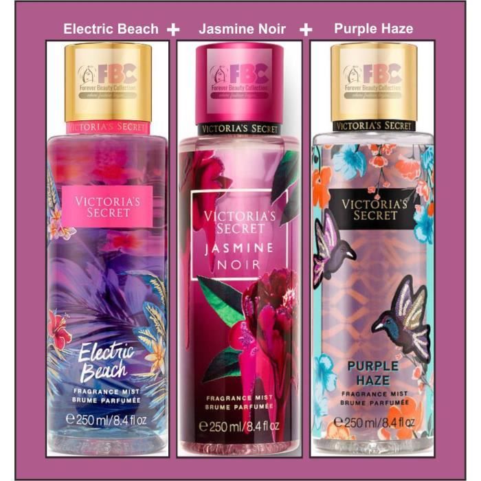 Victoria's Secret ELECTRIC BEACH+JASMINE NOIR+PURPLE HAZE Fragrance Mist Set Achat / Vente eau