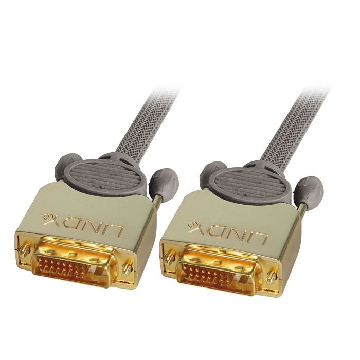 LINDY Câble DVI-D GOLD Dual Link, mâle/mâle - 2m