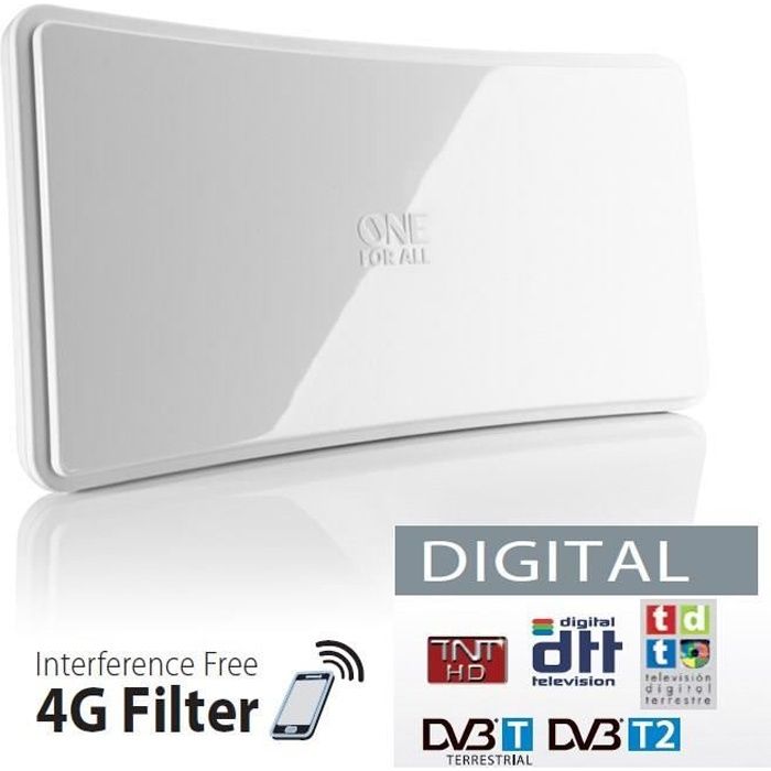 ONE FOR ALL SV9421 Antenne intérieure Curved 42dB blanche