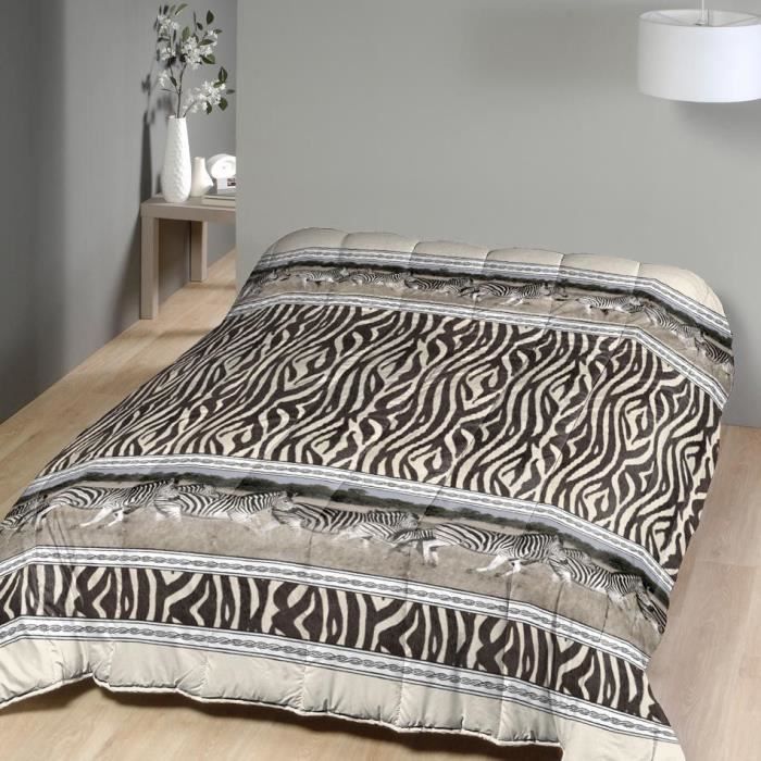 Couette imprimée 240x260 cm Zèbres Cacao, Gris, Beige ...