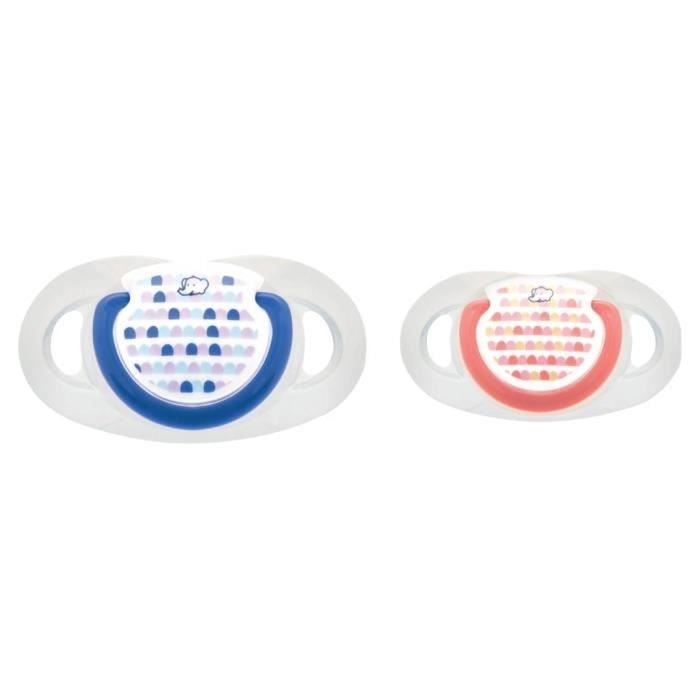 BEBE CONFORT lot de 3 sucette dental safe 0/6m silicone - 2 + 1 OFFERTE - 2 bleues + 1 rouge