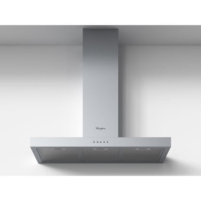 WHIRLPOOL AKR032IX - Hotte cheminée - Evacuation ou recyclage - 581 m³ air / h max - 67 dB max - 3 vitesses - L 90 cm - Inox