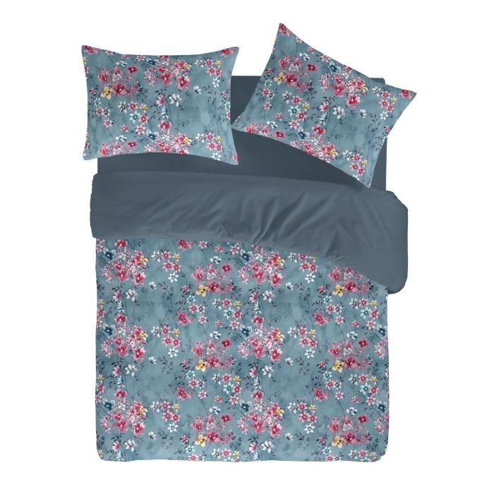 Linge De Lit 135 X 200 Petrol Uni Mako Satin coton bleu unicolore Parure Set