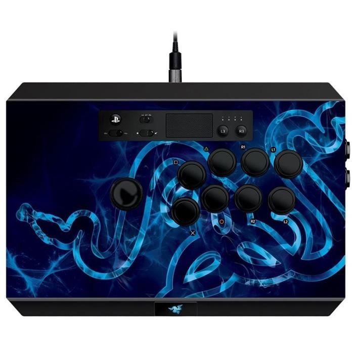 Stick Arcade Gamer Panthera filaire 9 boutons Razer Noir et bleu pour PS4