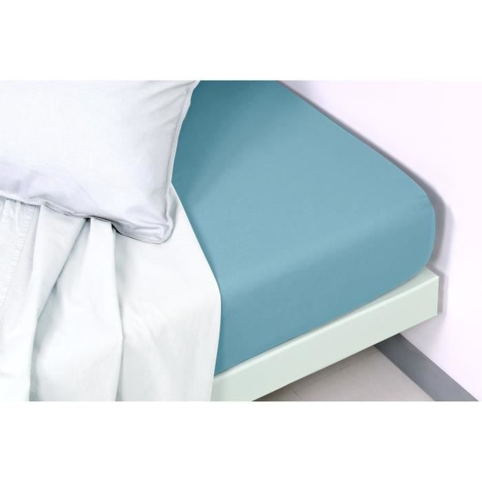 VENT DU SUD Drap housse PALACE 100% coton - 180x200 cm - Gris topaze
