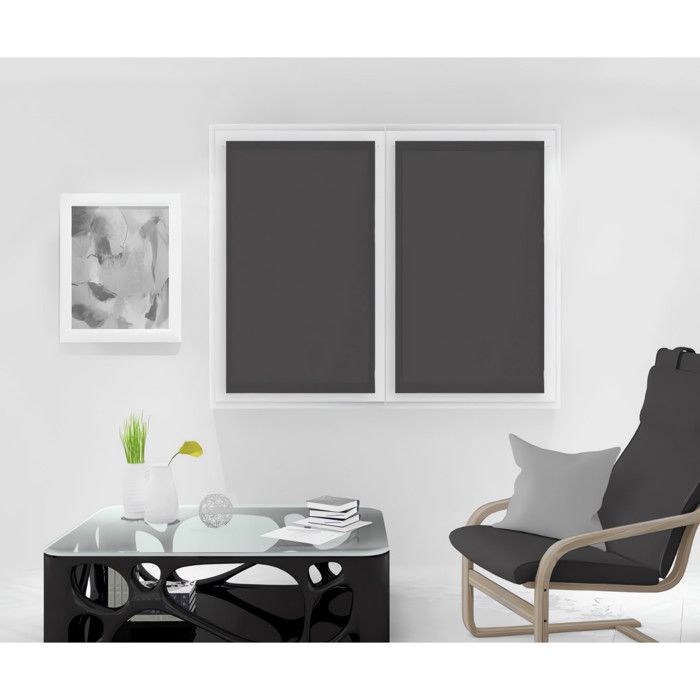 SOLEIL D'OCRE Paire de brise bise DOLLY - 90x120cm - Polyester Anthracite