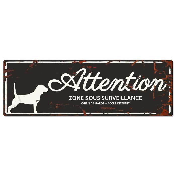 D&D Plaque Attention Chien Beagle - Noir