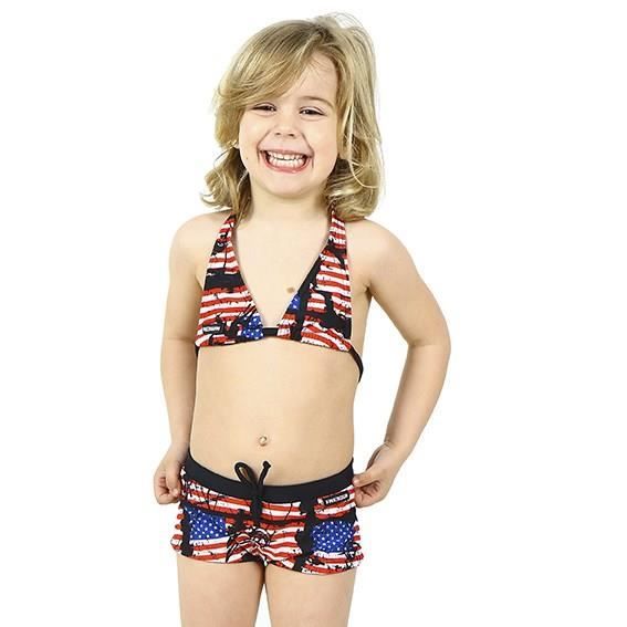 FREEGUN Maillot de bain Mini Drapo USA - Fille - Bleu rouge