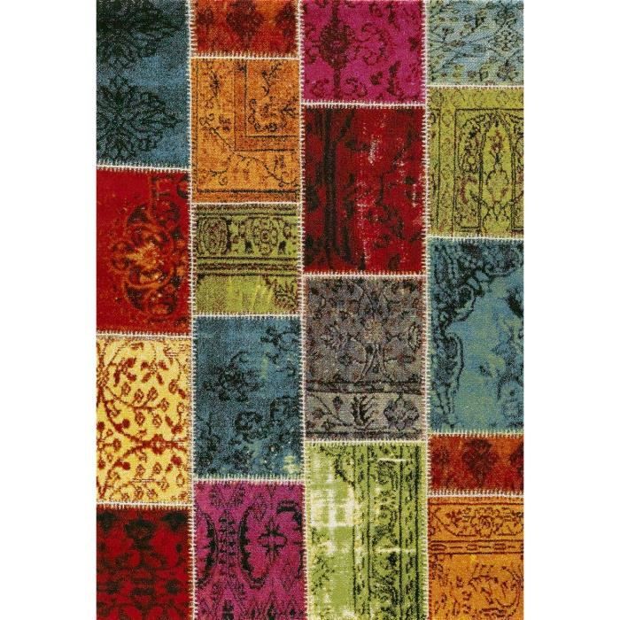 Tapis de salon Ethno 819 200x290 cm vert, orange, rouge et rose