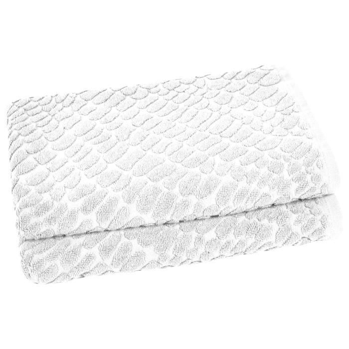 VENT DU SUD Lot de 2 draps de douche THALIA - 70x130 cm - Blanc neige